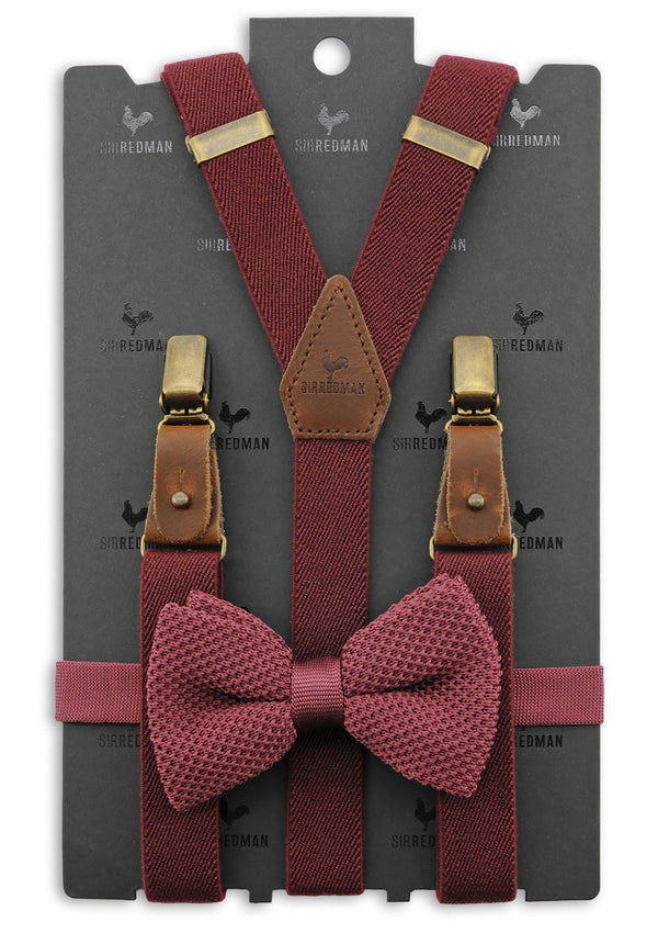 Sir Redman - Combi Pack Braces Bow Tie - Mr. Buck Burgundy